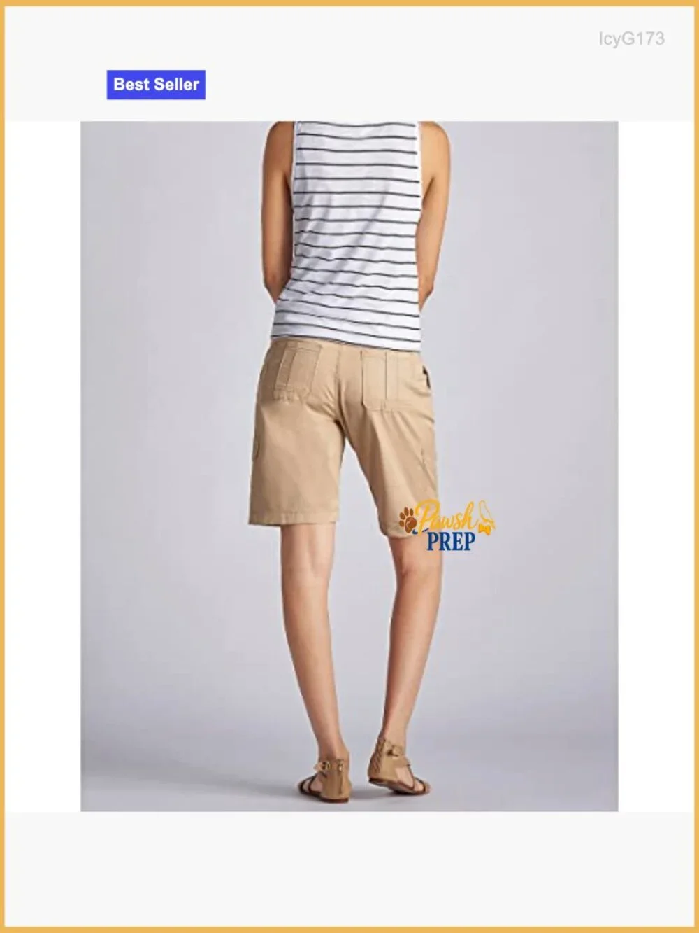 Relaxed Fit Cargo Bermuda Shorts with Knit Waist, 10" Inseam, Lightweight Denim - Picture 2 of 5